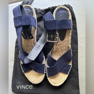 Vince Navy Suede Espadrille Sandals 10M